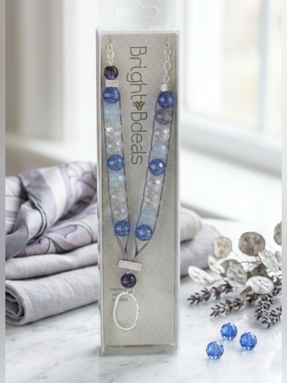 Bright beads counting beads with eyeglasses /pen or badge necklace holder